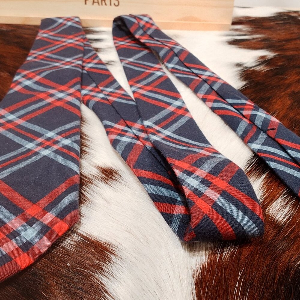 Banana Republic Blue and Red Tartan Cotton Tie